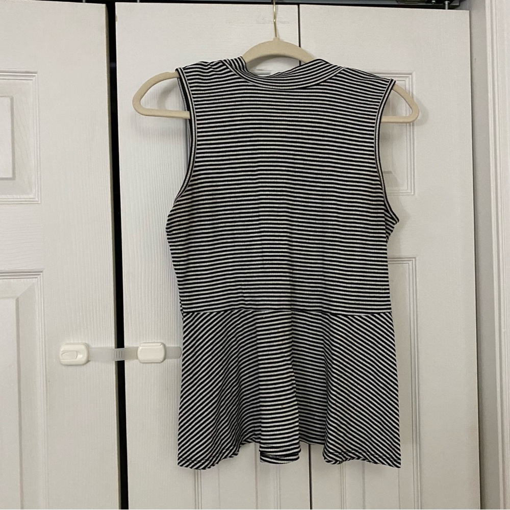Black and white peplum striped top